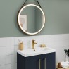 Brushed Brass 600mm Round LED Bathroom Mirror with Strap - Insitu