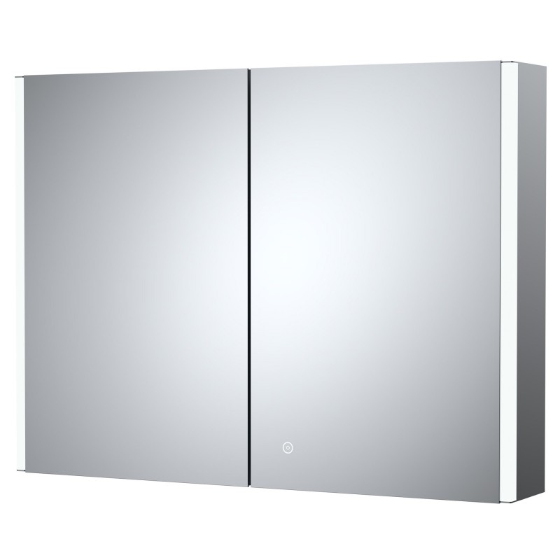 Leda 800mm(W) x 600mm(H) LED Touch Sensor 2 Door Mirror Cabinet (Shaver Socket & 2 Shelves)