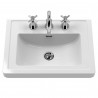 Classique 500mm Wall Hung 1 Drawer Vanity Unit with Basin Satin Grey - 3 Tap Hole - Insitu