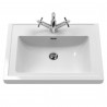 Classique 600mm Wall Hung 1 Drawer Vanity Unit with Basin Satin Grey - 1 Tap Hole - Insitu