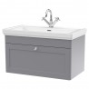 Classique 800mm Wall Hung 1 Drawer Vanity Unit with Basin Satin Grey - 1 Tap Hole