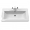 Classique 800mm Wall Hung 1 Drawer Vanity Unit with Basin Satin Grey - 1 Tap Hole - Insitu