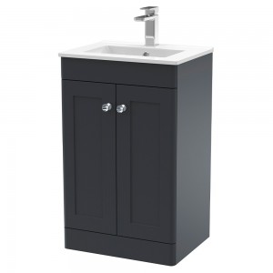 Classique 500mm Freestanding 2 Door Unit & Minimalist Ceramic Basin - Soft Black
