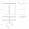 Classique 800mm Freestanding 2 Door Unit & 1 Tap Hole Marble Top - Soft Black/Bellato Grey - Technical Drawing