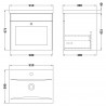 Classique 500mm Wall Hung 1 Drawer Unit & Mid-Edge Ceramic Basin - Soft Black - Technical Drawing