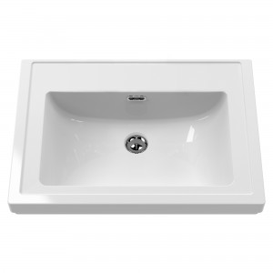 Classique 600mm Wall Hung 1 Drawer Unit & 0 Tap Hole Fireclay Basin - Soft Black