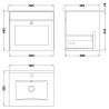 Classique 500mm Wall Hung 1 Drawer Unit & Minimalist Ceramic Basin - Satin Grey - Technical Drawing
