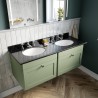 Classique 1200mm Wall Hung 2 Drawer Unit & 3 Tap Hole Marble Top with Oval Basin - Satin Green/Black Sparkle - Insitu
