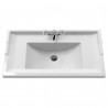 Classique 800mm Wall Hung 1 Drawer Unit & 1 Tap Hole Fireclay Basin - Satin Green - Insitu