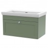Classique 800mm Wall Hung 1 Drawer Unit & 0 Tap Hole Fireclay Basin - Satin Green