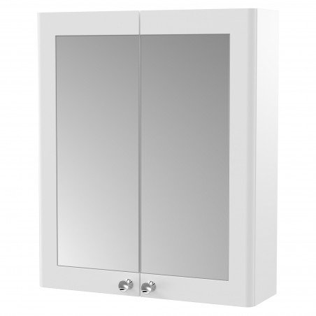 Classique 600mm 2 Door Mirrored Bathroom Cabinet - Satin White