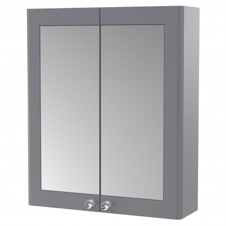 Classique 600mm 2 Door Mirrored Bathroom Cabinet - Satin Grey