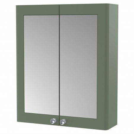 Classique 600mm 2 Door Mirrored Bathroom Cabinet - Satin Green