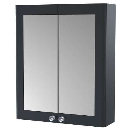 Classique 600mm 2 Door Mirrored Bathroom Cabinet - Soft Black