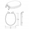 Legend Soft Close Wooden Toilet Seat - Gloss White - Technical Drawing