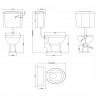 Carlton 470mm (w) x 985mm (h) Low Level Traditional Toilet Inc Flush Pipe Kit & Cistern - Technical Drawing