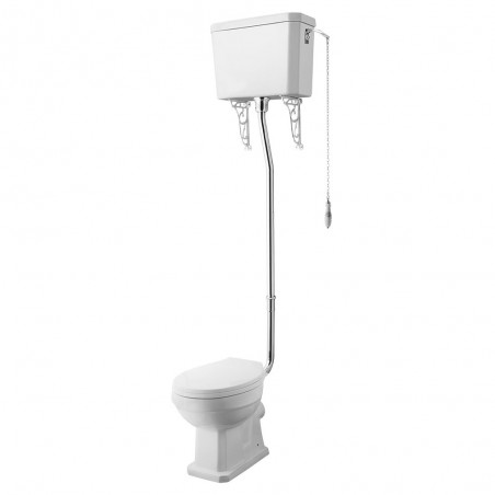 Carlton 465mm (w) x 2140mm (h) High Level Traditional Toilet Inc Flush Pipe Kit & Cistern (Seat Not Included)
