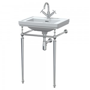 Carlton 500mm 1TH Basin With Traditional Stand - White