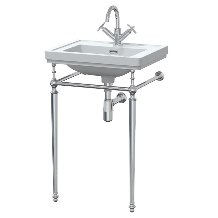 Carlton 500mm 1TH Basin With Traditional Stand - White