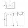 Carlton 500mm 1TH Basin With Traditional Stand - White - Technical Drawing