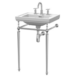Carlton 500mm 3TH Basin With Traditional Stand - White