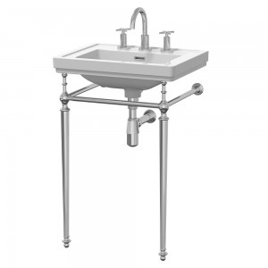 Carlton 500mm 3TH Basin With Traditional Stand - White