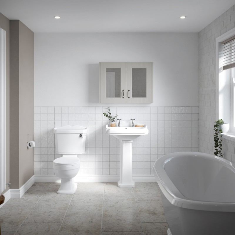 Legend 715mm(W) x 855mm(H) Close Coupled Toilet Pan (Includes Cistern and Toilet Seat) - Insitu