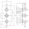 Victorian Triple Thermostatic Shower Valve - Technical Drawing