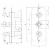 Edwardian Triple Thermostatic Shower Valve - Technical Drawing
