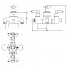 Edwardian Triple Thermostatic Shower Valve - Technical Drawing