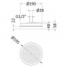 Chrome 200mm Fixed Shower Head - Technical Drawing
