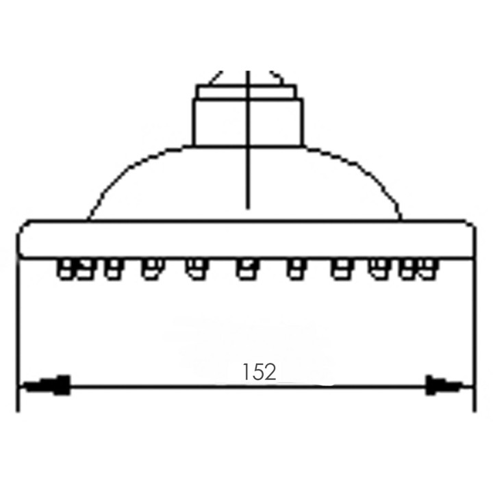 6 Inch Chrome Traditional Fixed Shower Head - Technical Drawing