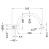 Reed Curved Wall Mounted Shower Arm - Technical Drawing