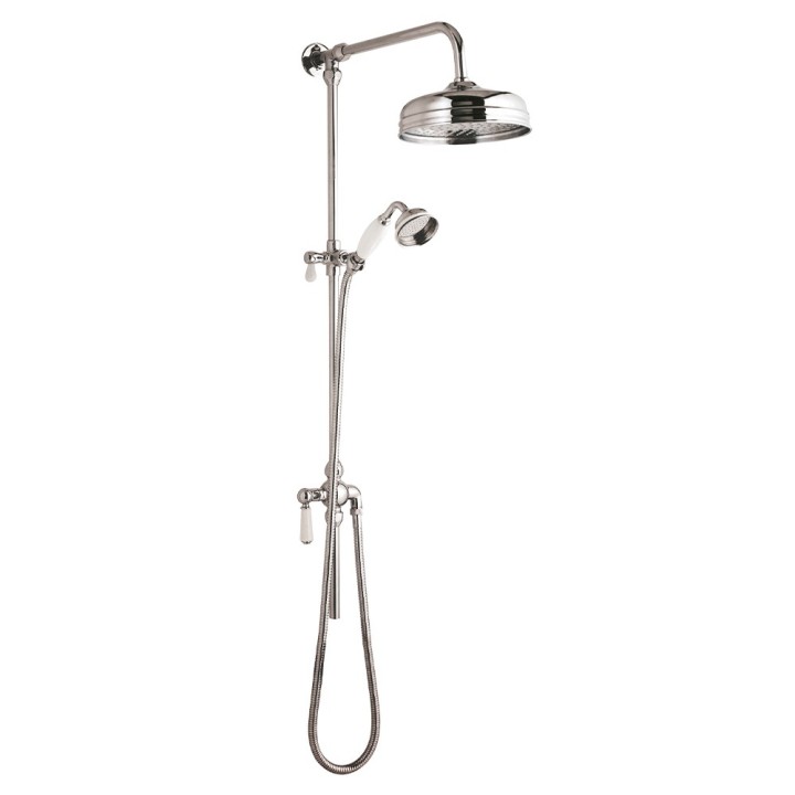 Victorian Chrome/White Shower Column Rigid Riser & Grand Rainfall Shower Head