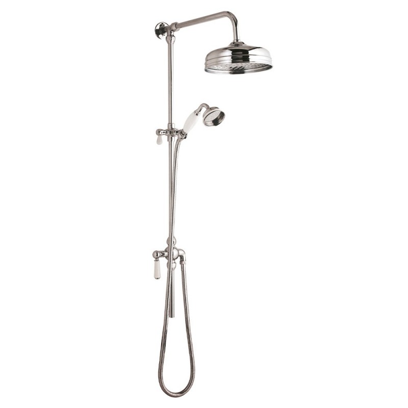White Shower Riser Victorian Chrome/White Shower Column, Rigid Riser & Grand Rainfall ...