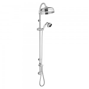 Traditional Chrome Rigid Riser Shower Column With Concealed Elbow & Hand Shower