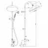 Traditional Chrome Rigid Riser Shower Column With Concealed Elbow & Hand Shower - Technical Drawing