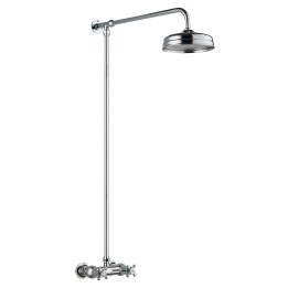 Chrome Thermostatic Shower Column Rigid Riser & Rainfall Shower Head