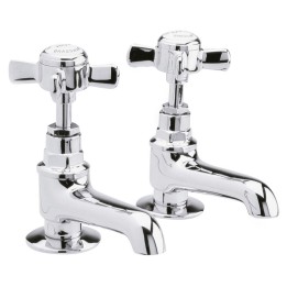 Beaumont Cross Head Hex Collar Hot & Cold Basin Taps