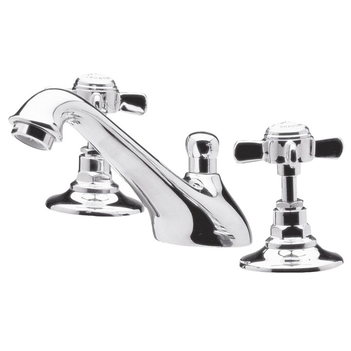 Beaumont 3-Hole Basin Mixer Tap Deck Mounted With Pop-up Waste