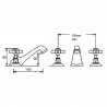 Beaumont 3-Hole Basin Mixer Tap Deck Mounted With Pop-up Waste - Technical Drawing