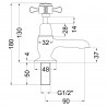 Selby Cross Head Domed Collar Hot & Cold Basin Taps - Technical Drawing