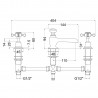 Selby 3 Tap Hole Cross Head Deck Basin Mixer - Technical Drawing