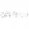 Selby 3 Tap Hole Wall Mounted Cross Head Bath Filler - Technical Drawing