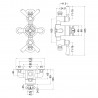 Selby Triple Exposed Shower Valve - Technical Drawing