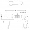 Chrome & Ceramic Handle WC Lever - 32mm (w) x 167mm (h) x 100mm (d) - Technical Drawing