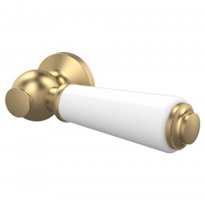 Brushed Brass Ceramic Handle WC Lever - Brushed Brass/White