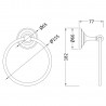 Chrome Traditional Towel Ring - 155mm (w) x 155mm (h) x 77mm (d) - Technical Drawing