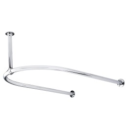 1037mm (W) x 642mm (D) x 375mm (H) Chrome U Shaped Shower Curtain Rail