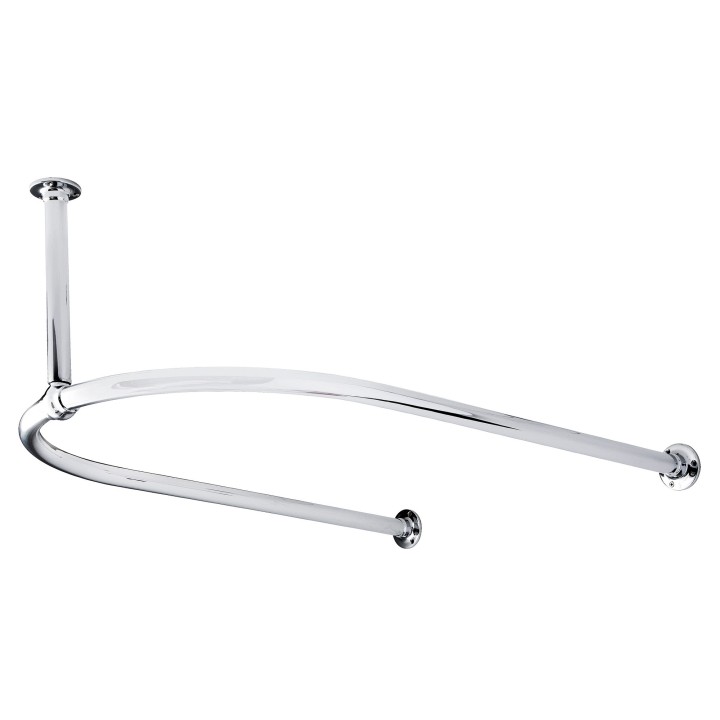 1037mm (W) x 642mm (D) x 375mm (H) Chrome U Shaped Shower Curtain Rail